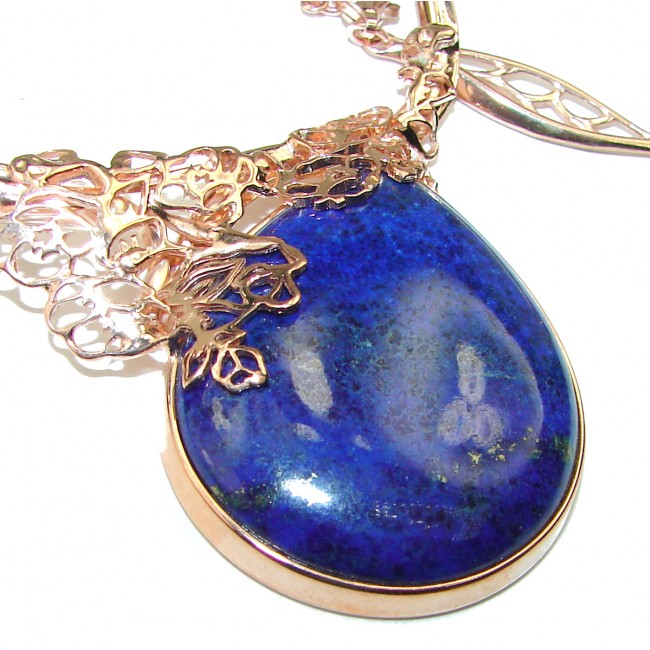 BEST QUALITY Afghan Lapis Lazuli handcrafted Necklace in Vermeil 18K Rose Gold Over