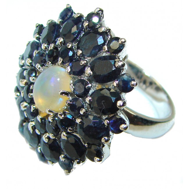 New Revolution Genuine 25.5 carat Ethiopian Opal Sapphire 18K Gold over.925 Sterling Silver handmade Ring size 5 1/2