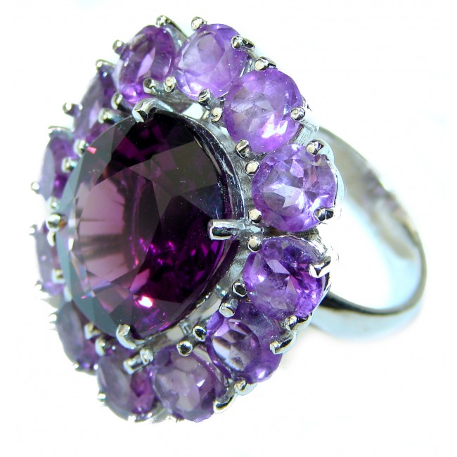 Spectacular 55.5 carat Amethyst .925 Sterling Silver Handcrafted Large Ring size 8