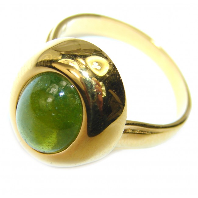 Authentic 11.2ct Green Tourmaline 18k Yellow gold over .925 Sterling Silver brilliantly handcrafted ring s. 8 3/4