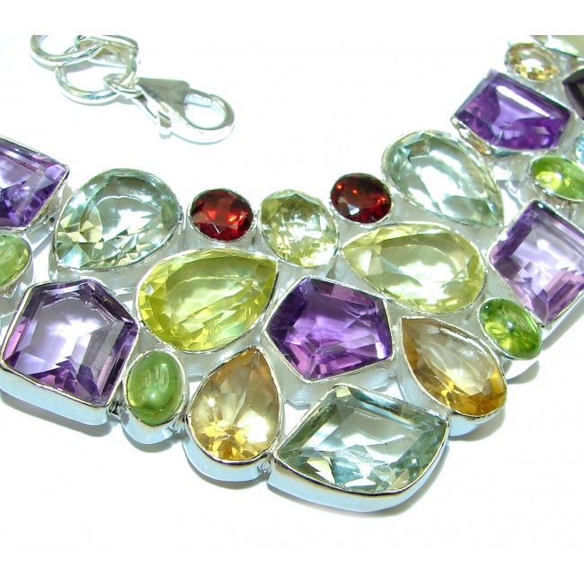 Outstanding Style authentic Multigem .925 Sterling Silver handcrafted Necklace