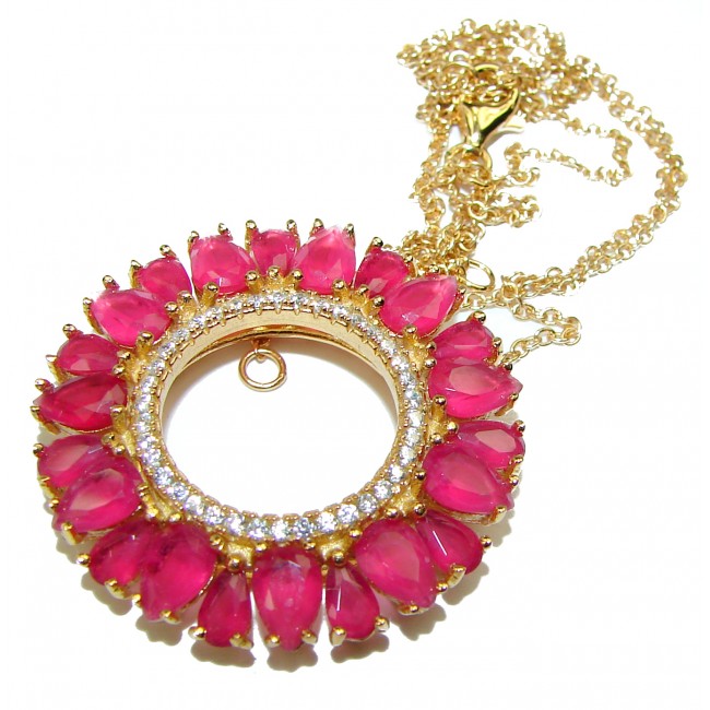 Mademoiselle Ruby 18K Gold over .925 Sterling Silver handmade necklace