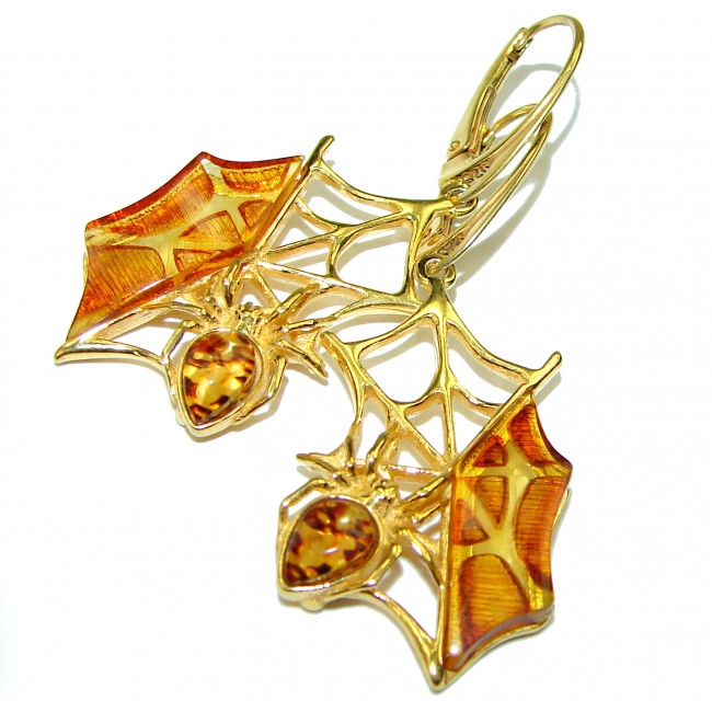 Baltic Polish Amber 14K Gold over .925 Sterling Silver Earrings