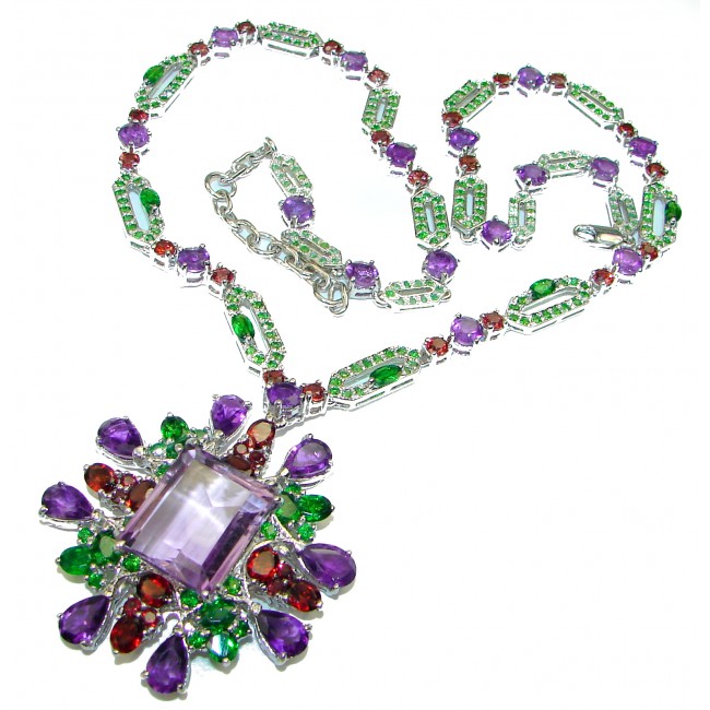 Exquisite Beauty 49.9 grams authentic Amethyst .925 Sterling Silver handcrafted necklace
