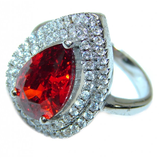 Deep Red Ruby .925 Sterling Silver handcrafted Ring size 6