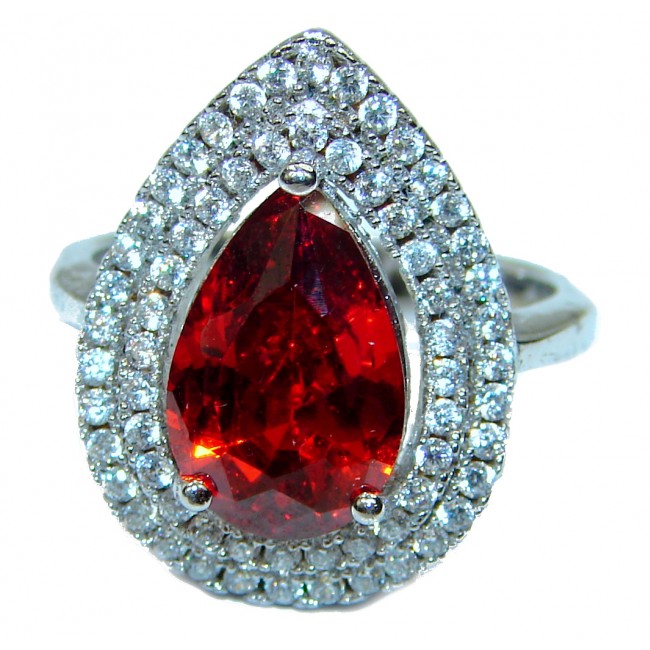 Deep Red Ruby .925 Sterling Silver handcrafted Ring size 6