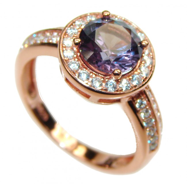 Round Mystic Topaz Halo Ring with White Topaz Accents in Rose Gold over Sterling Silver size 6