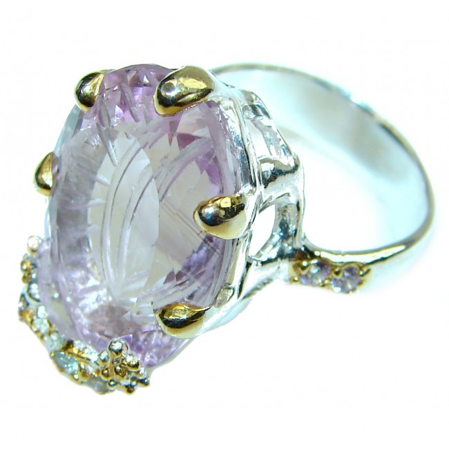 Incredible Pink Topaz Gold over .925 Silver handcrafted Cocktail Ring s. 7