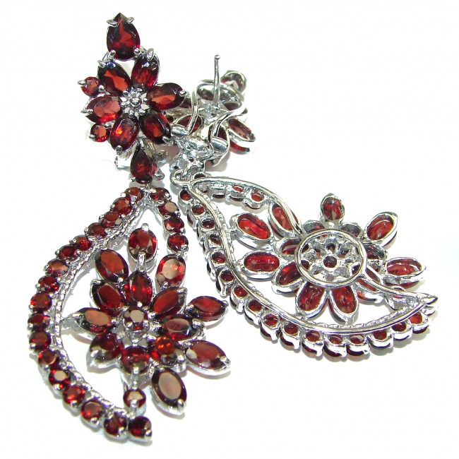 Luxurious oversized Garnet .925 Sterling Silver handmade earrings