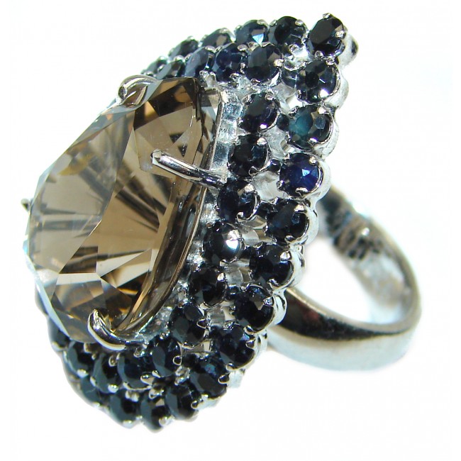 Hopeless Romantic Authentic Smoky Quartz Sapphire .925 Sterling Silver handcrafted ring size 6 1/4