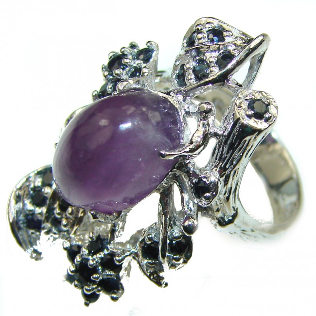 Spectacular Amethyst Sapphire .925 Sterling Silver Handcrafted Ring size 8
