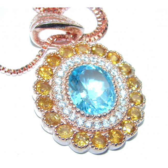 Posh Swiss Blue Topaz 14K Gold over .925 Sterling Silver handcrafted Necklace