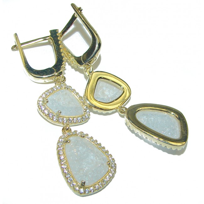 Great Rainbow Moonstone 14K Gold over .925 Sterling Silver handcrafted Earrings