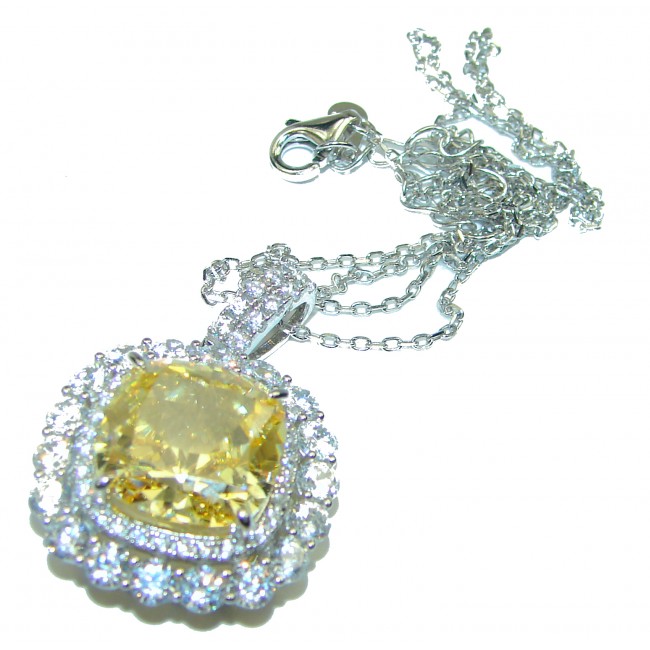 Graceful Cushion-Cut yellow Sapphire .925 Sterling Silver handcrafted necklace