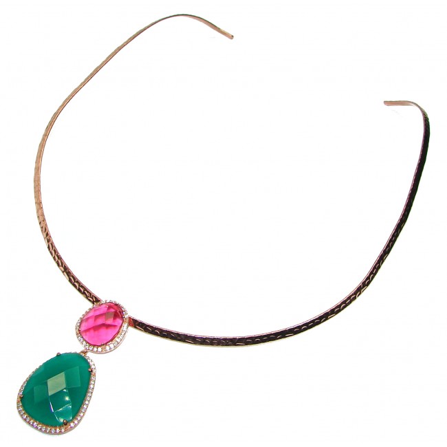 Francesca authentic Emerald Ruby 14K Gold over .925 Sterling Silver handcrafted necklace