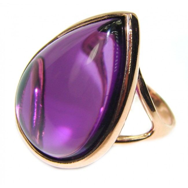 Spectacular Amethyst 14K Gold over .925 Sterling Silver Handcrafted Large Ring size 8 3/4