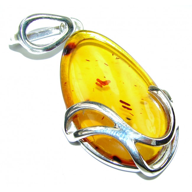 Prehistoric Baltic Polish Amber .925 Sterling Silver handcrafted Pendant