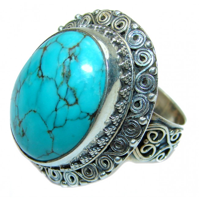 Arizona Beauty authentic Turquoise .925 Sterling Silver large handcrafted Ring size 9 1/4
