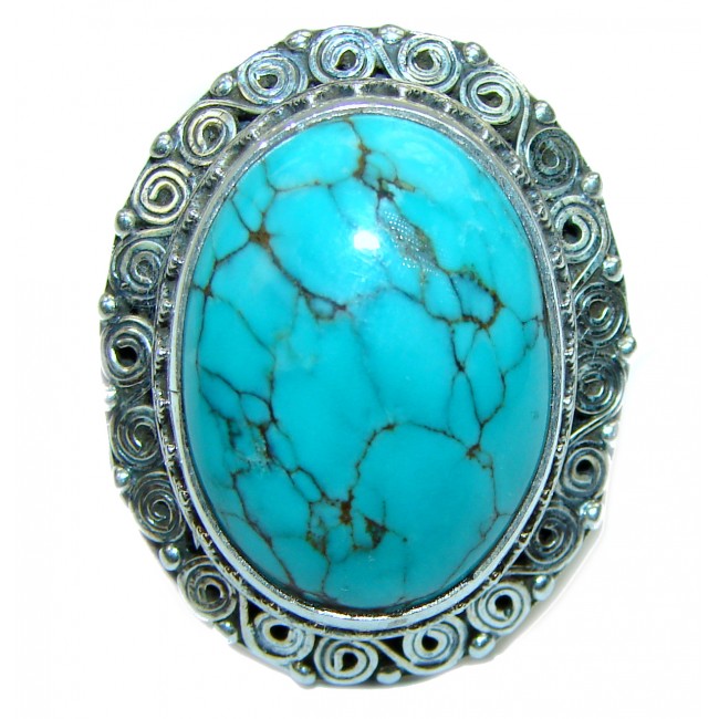 Arizona Beauty authentic Turquoise .925 Sterling Silver large handcrafted Ring size 9 1/4