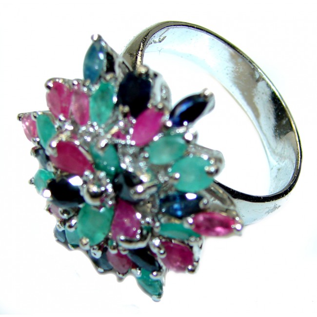 Lonely Star Ruby Sapphire Emerald .925 Sterling Silver Ring size 9 1/4