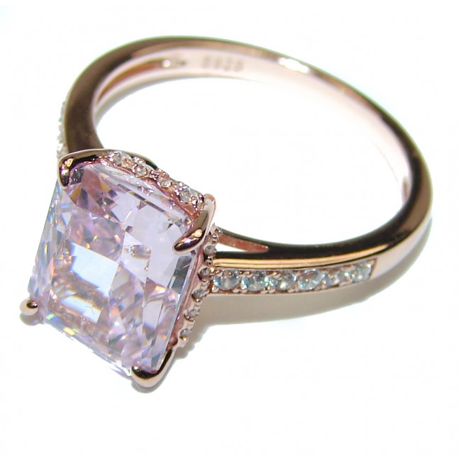 Pastel Dream 6.2 carat Pink Sapphire 14K Gold over .925 Sterling Silver handcrafted ring; s. 7