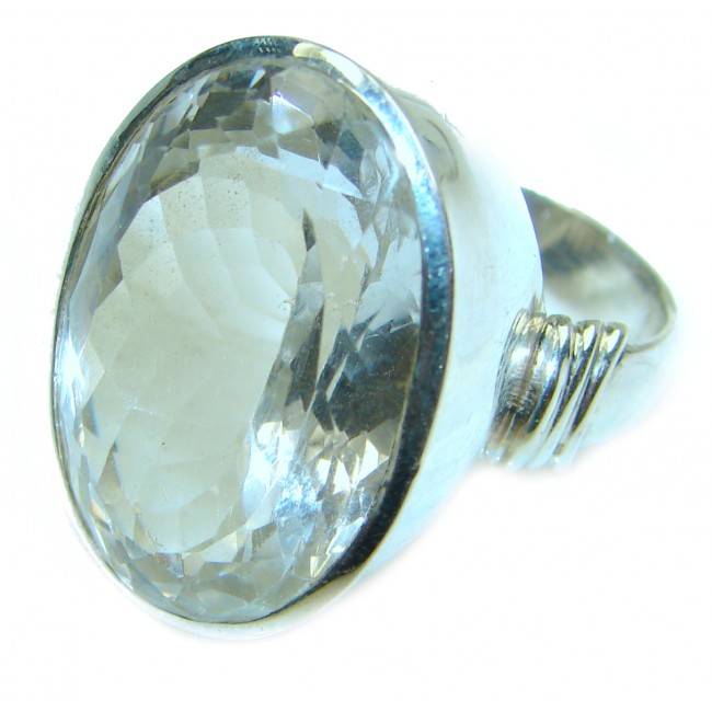 Large White Topaz .925 Sterling Silver handcrafted ring size 6