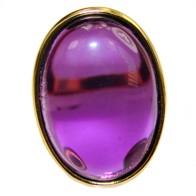 Spectacular Amethyst 14K Gold over .925 Sterling Silver Handcrafted Large Ring size 6 1/2