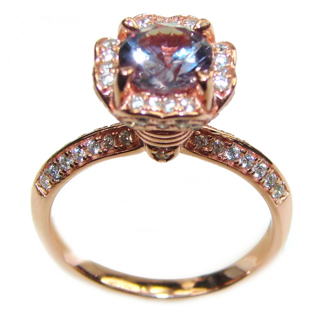 Round Mystic Topaz Halo Ring with White Topaz Accents in Rose Gold over Sterling Silver size 6 1/4
