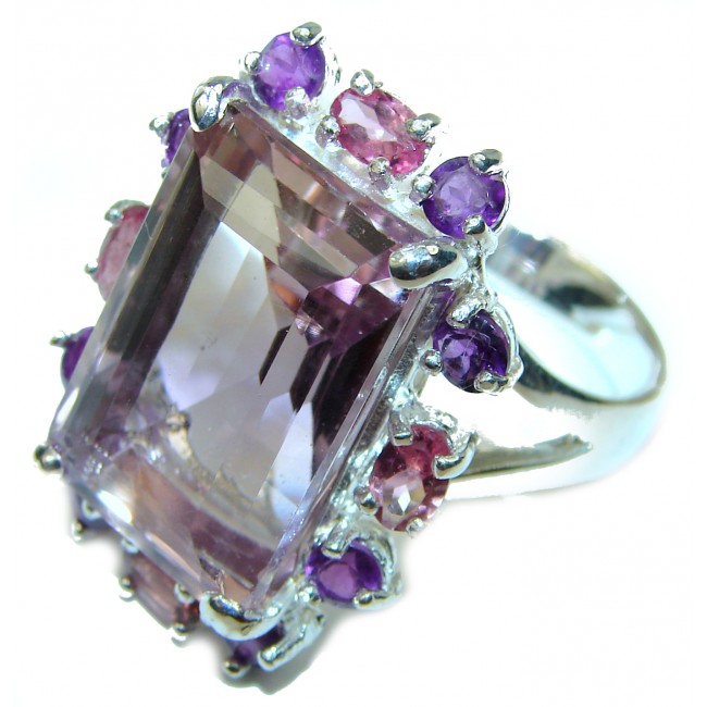 Spectacular 12.5 carat Amethyst 14K Gold over .925 Sterling Silver Handcrafted Ring size 9