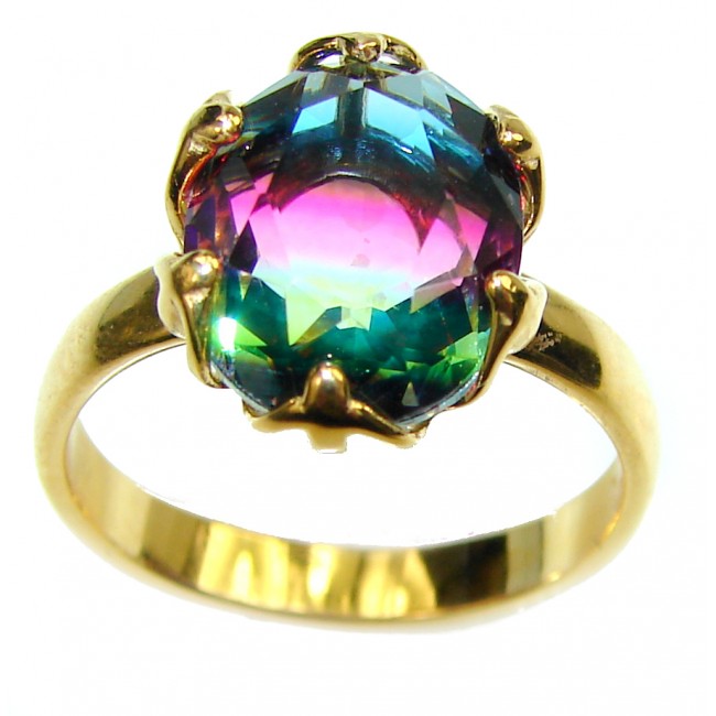 Brazilian Tourmaline 18K Gold over .925 Sterling Silver Perfectly handcrafted Ring s. 9