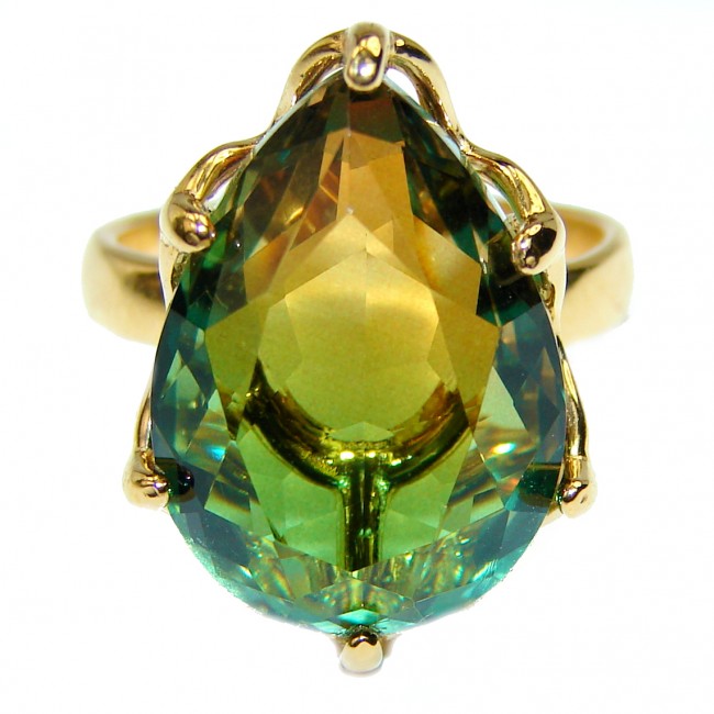 Green Moissanite 18K Gold over .925 Sterling Silver Perfectly handcrafted Ring s. 6