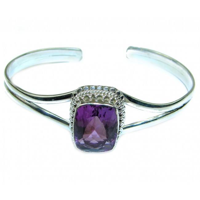 Authentic Amethyst .925 Sterling Silver handcrafted Statement Bracelet / Cuff