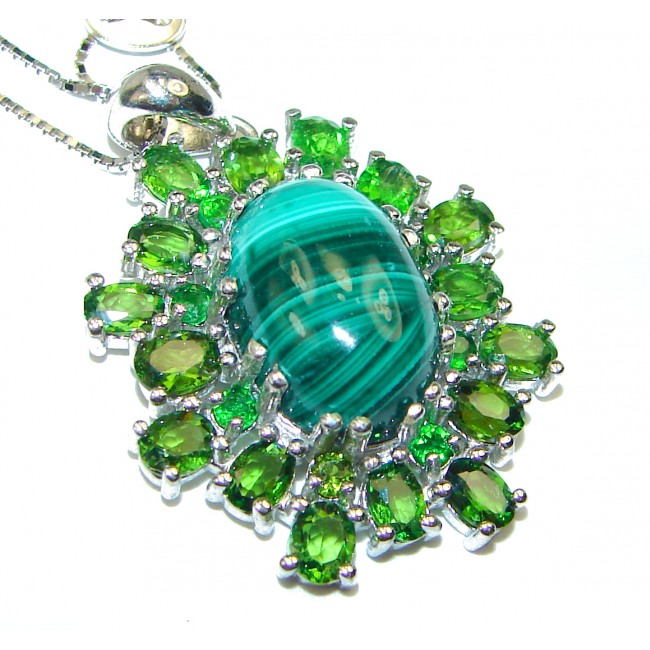 Dolce Vita authentic Malachite .925 Sterling Silver handcrafted necklace