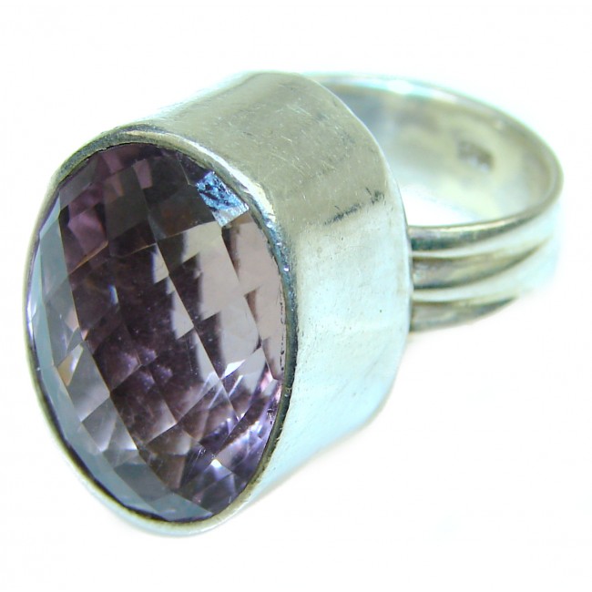Spectacular 20.5 carat Pink Amethyst .925 Sterling Silver Handcrafted Ring size 5 3/4