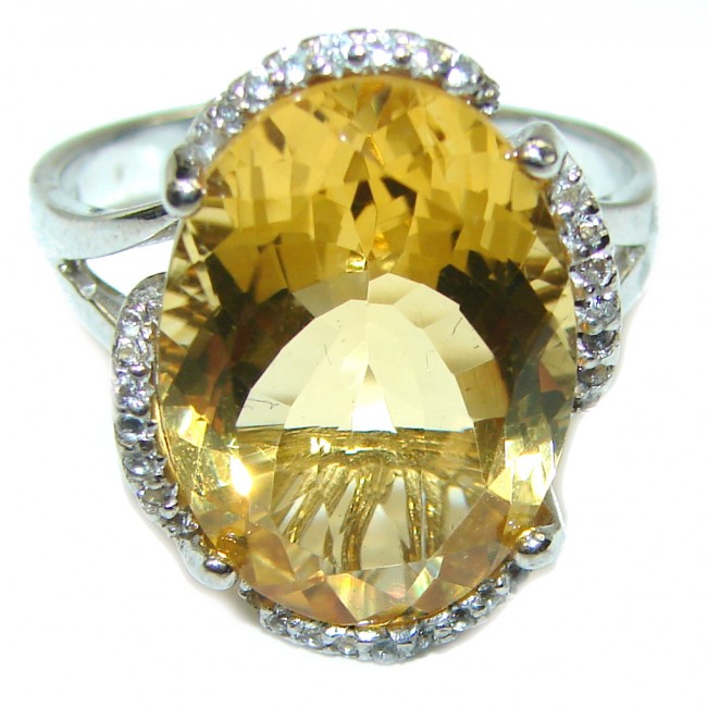 Royal Style 17.5 carat Citrine .925 Sterling Silver handmade Ring s. 10 1/4
