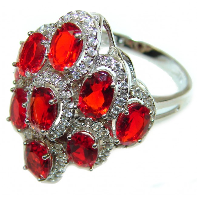 Rare Authentic Red Helenite .925 Sterling Silver ring s. 9