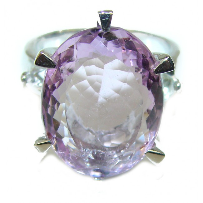 Spectacular 15.5 carat Pink Amethyst .925 Sterling Silver Handcrafted Ring size 7 3/4