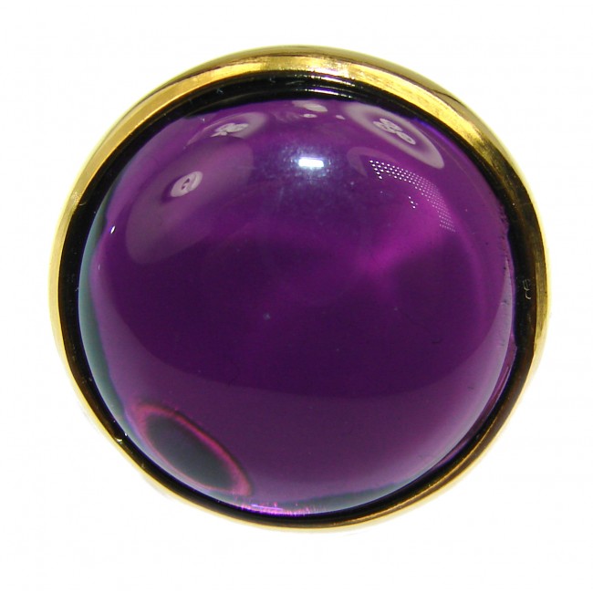 Purple Full Moon Amethyst 14K Gold over .925 Sterling Silver Handcrafted Large Ring size 9