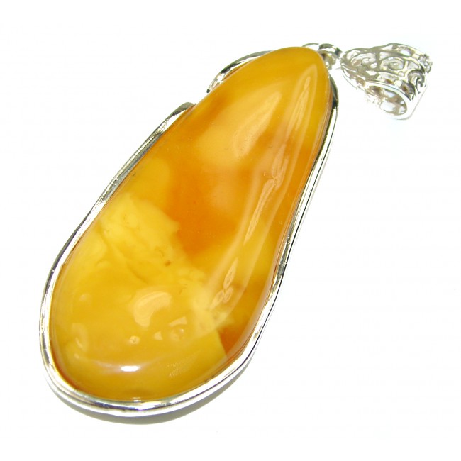 Prehistoric Golden Butterscotch Baltic Polish Amber .925 Sterling Silver handcrafted pendant