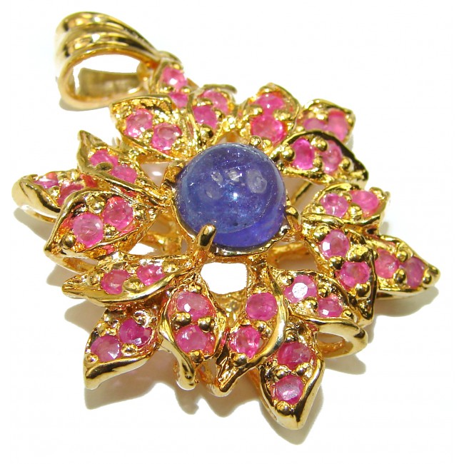 8.2 carat Tanzanite Ruby 14K Gold over .925 Sterling Silver handcrafted pendant