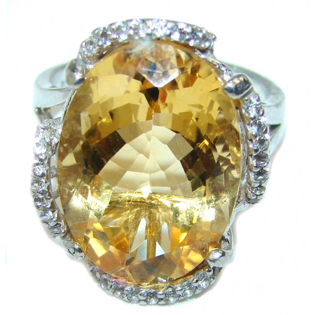 Royal Style 17.5 carat Citrine .925 Sterling Silver handmade Ring s. 7
