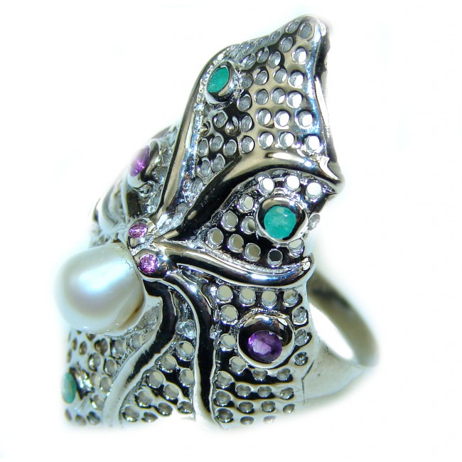 Pearl .925 Sterling Silver brilliantly handcrafted ring s. 9 1/4