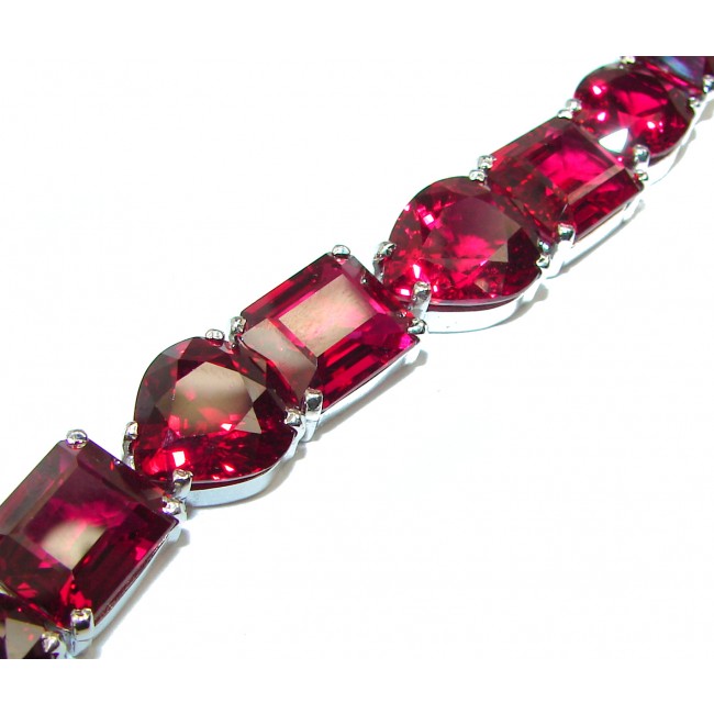 True Passion Authentic Red Topaz .925 Sterling Silver handcrafted Statement Bracelet