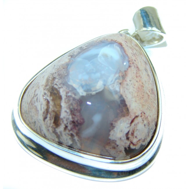 Stormy Sky Natural Mexican Fire Opal .925 Sterling Silver handmade Pendant