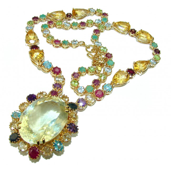 Sunshine Luxurious Citrine 14K Gold over .925 Sterling Silver handcrafted Statement necklace