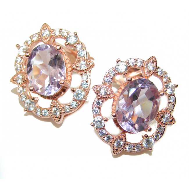 Incredible quality Pink Amethyst 14K Rose Gold over .925 Sterling Silver handcrafted earrings