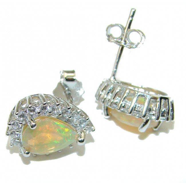 Mesmerizing authentic Fire Ethiopian Opal .925 Sterling Silver handcrafted earrings
