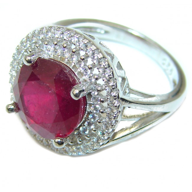 Bernadette Luxurious Ruby .925 Sterling Silver handmade Halo ring size 6 1/4