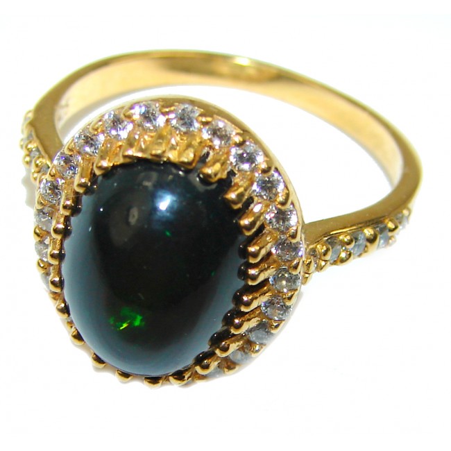 Genuine 11.7 carat Black Opal 18K Gold over .925 Sterling Silver handmade Ring size 8 1/4