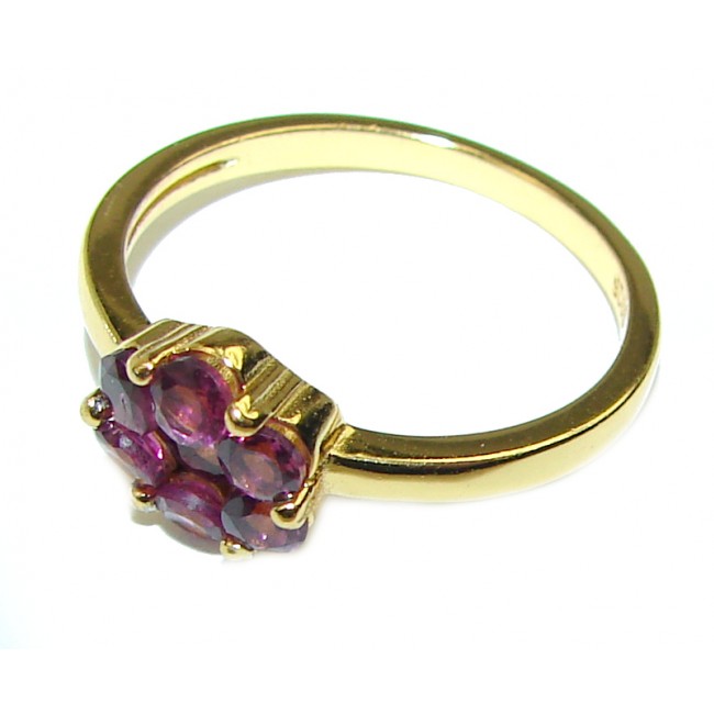 Authentic Garnet 14k gold over .925 Sterling Silver Large handcrafted Ring size 6 3/4